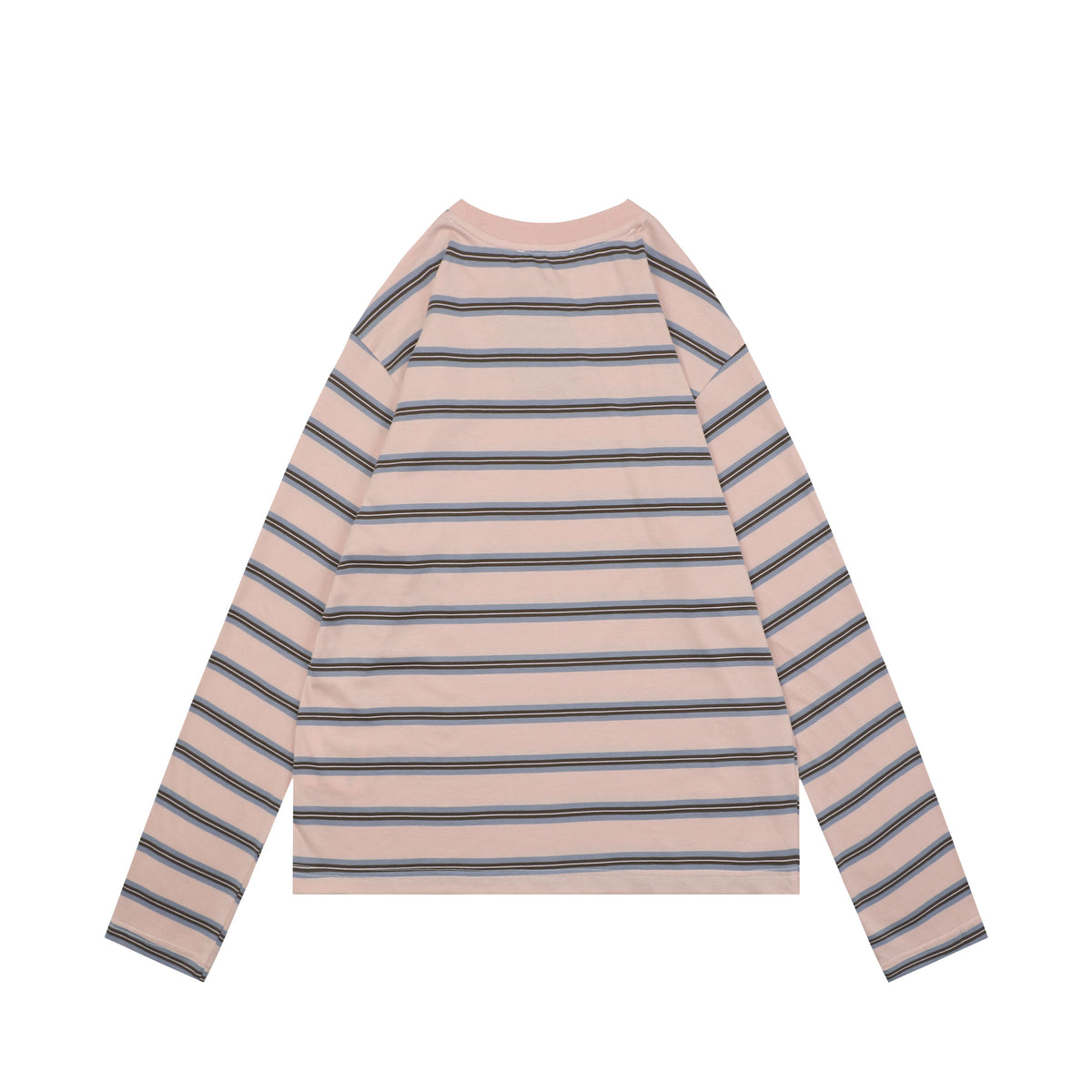 Prada Light Pink Multi-Stripe Pocket Label Long Sleeve Tee