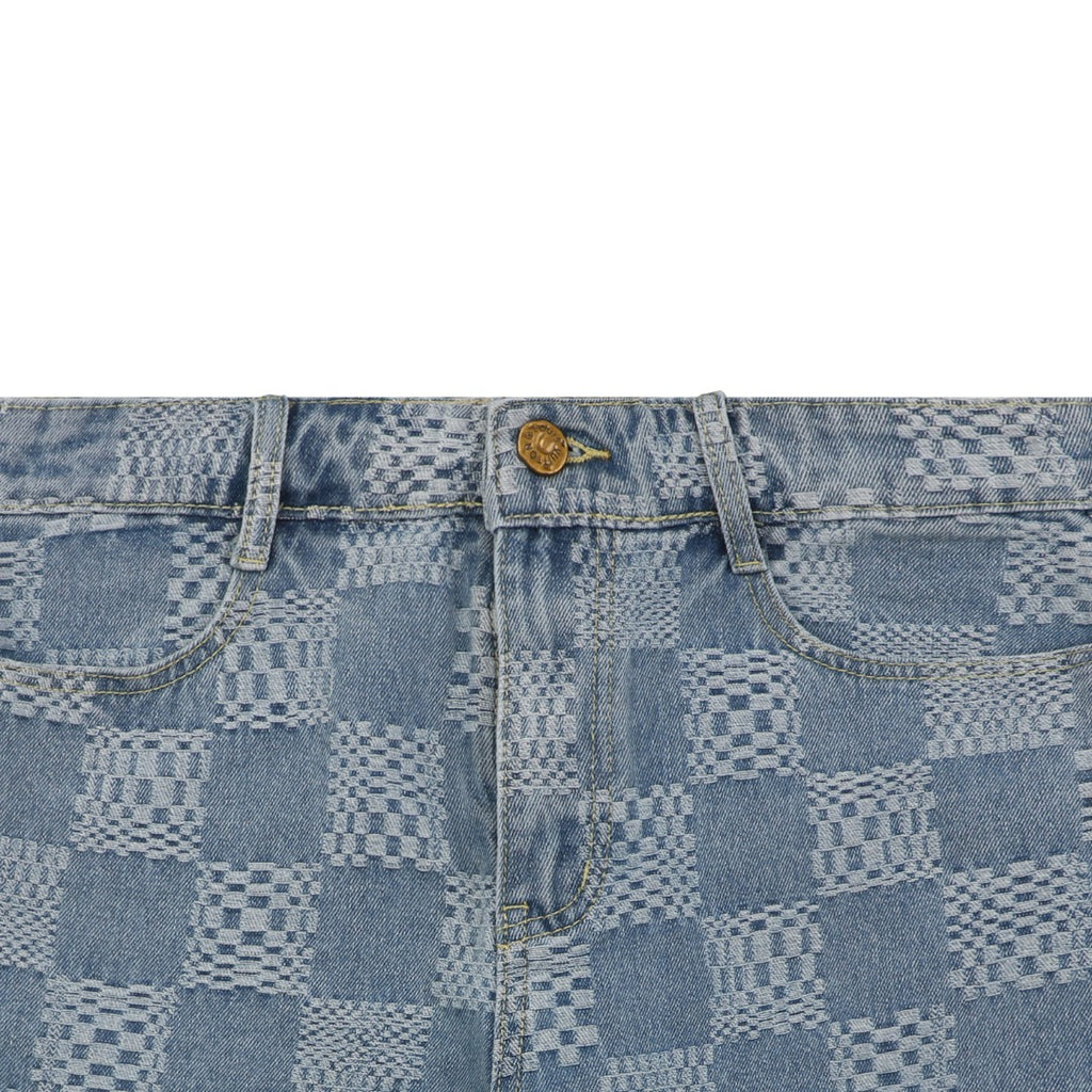 Louis Vuitton Light Blue Damier Checkerboard Denim Shorts
