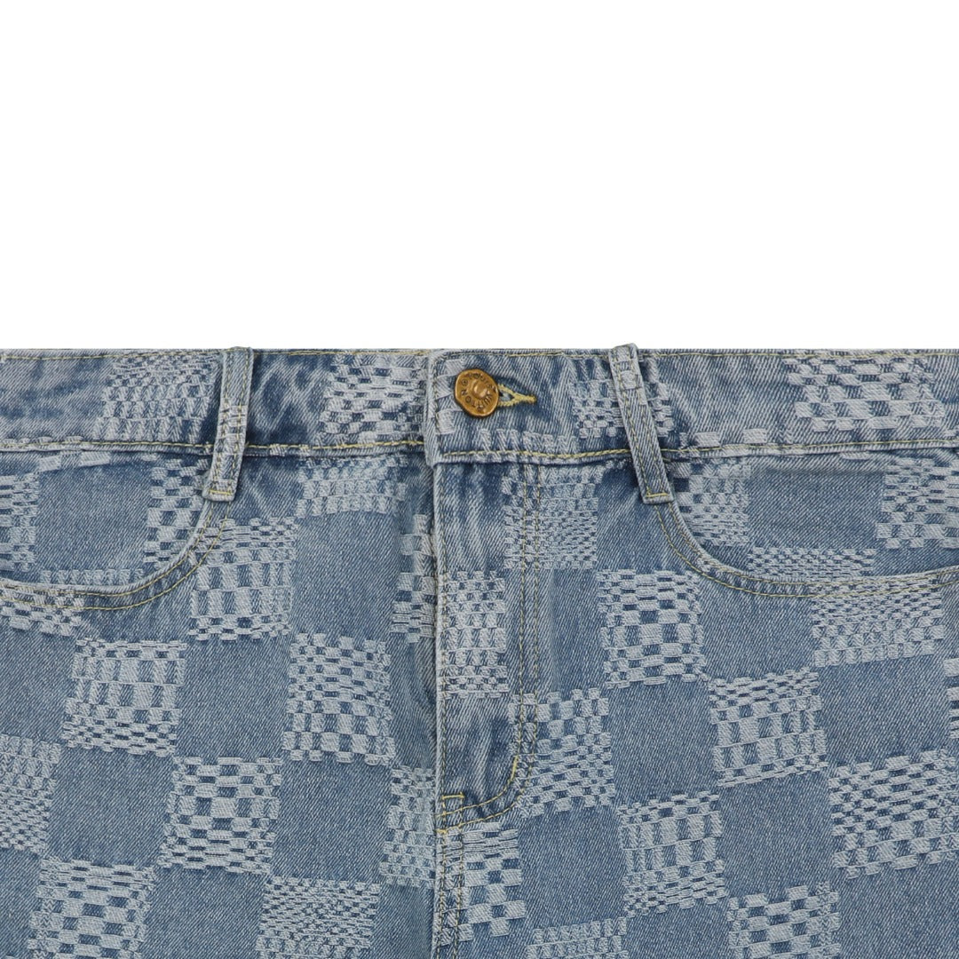 Louis Vuitton Light Blue Damier Checkerboard Denim Shorts