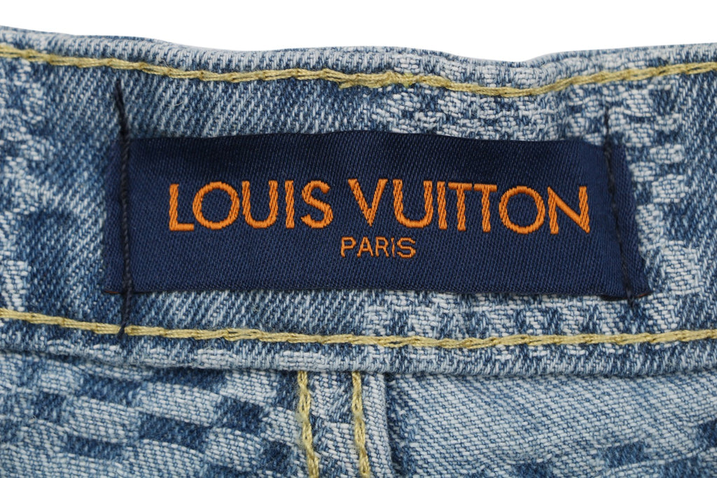 Louis Vuitton Light Blue Damier Checkerboard Denim Shorts