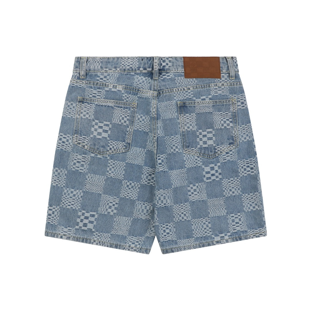 Louis Vuitton Light Blue Damier Checkerboard Denim Shorts