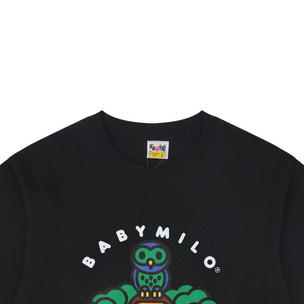 A Bathing Ape Baby Milo Owl Totem Graphic Short Sleeve Tee Black