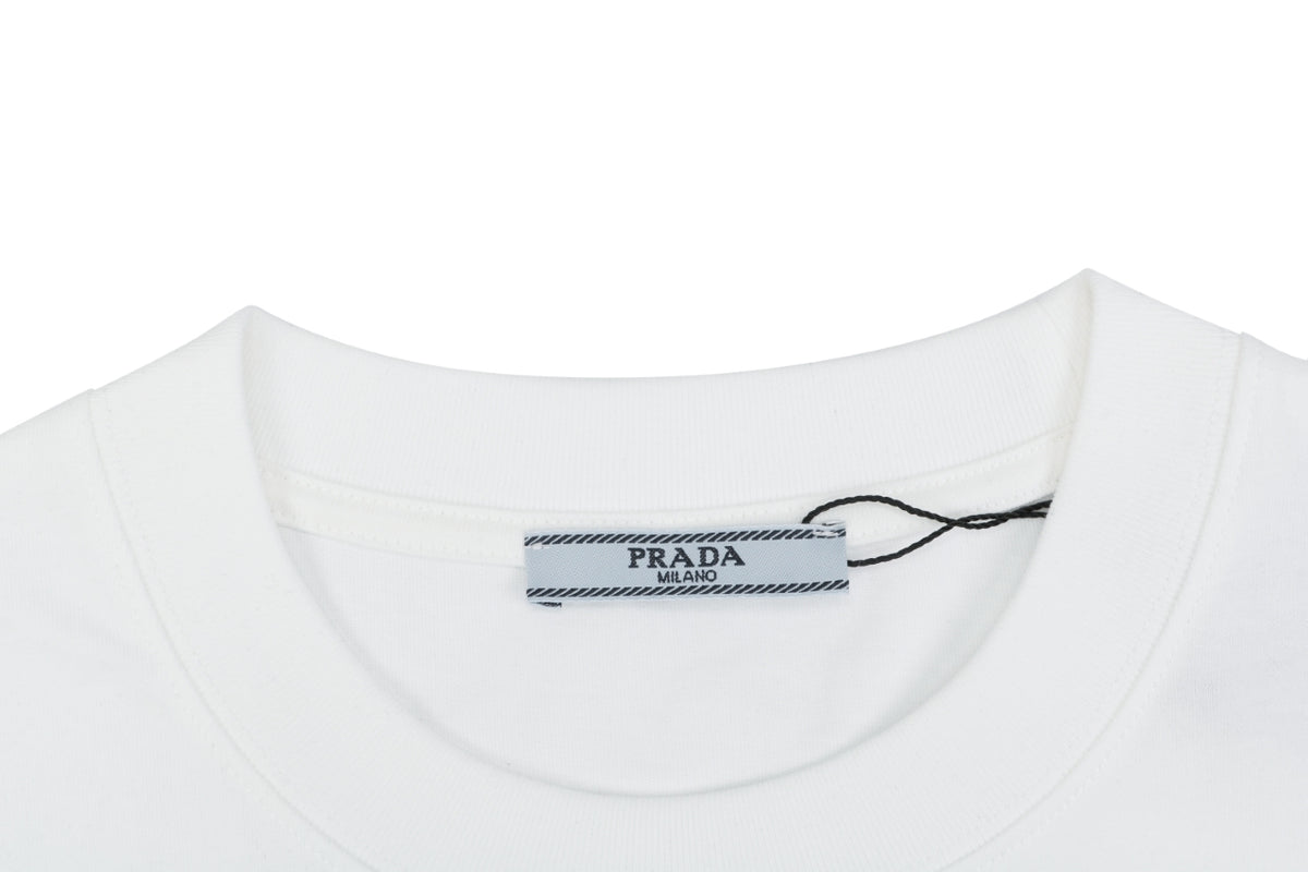 Prada Headphone Graphic Short Sleeve Tee White