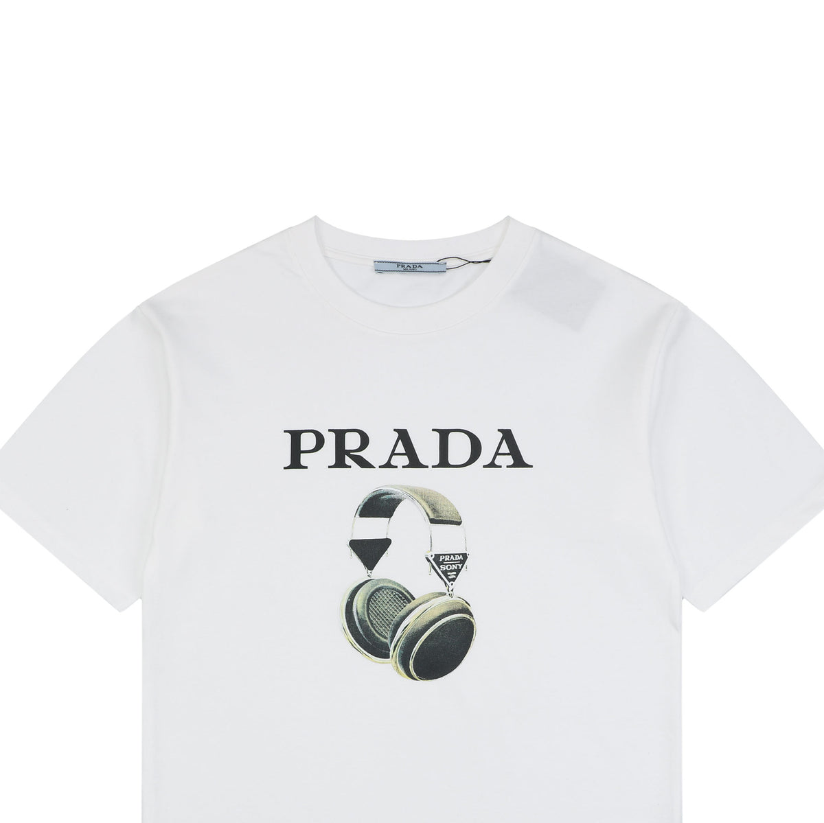 Prada Headphone Graphic Short Sleeve Tee White