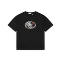 Burberry Check Oval Equestrian Knight Embroidered Short Sleeve Tee Black