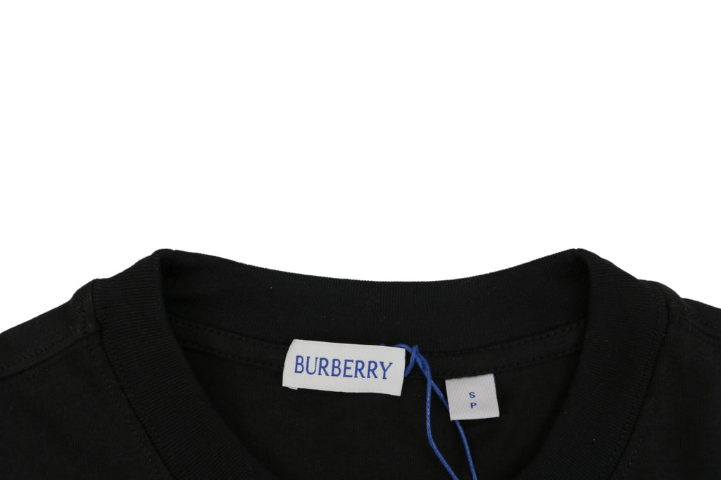 Burberry Check Oval Equestrian Knight Embroidered Short Sleeve Tee Black