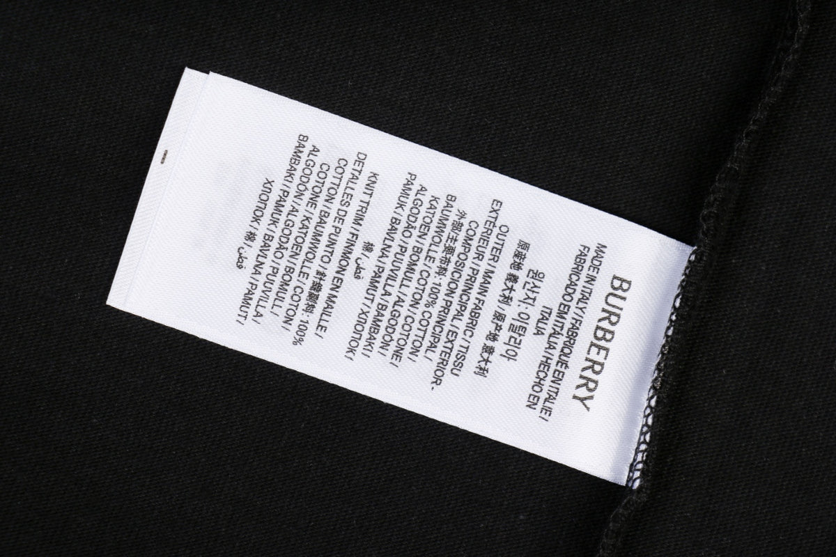 Burberry Check Oval Equestrian Knight Embroidered Short Sleeve Tee Black