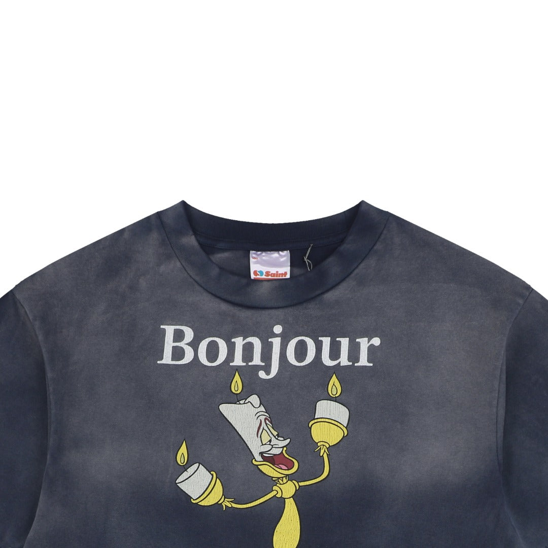 Saint Michael Lumiere Candlestick Character Graphic Short Sleeve Tee Vintage Black