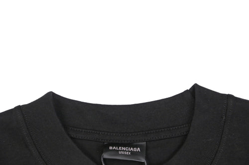 Balenciaga 23SS Political Campaign Logo Embroidered Short Sleeve Tee Black