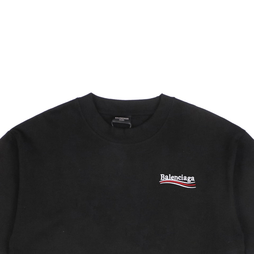 Balenciaga 23SS Political Campaign Logo Embroidered Short Sleeve Tee Black