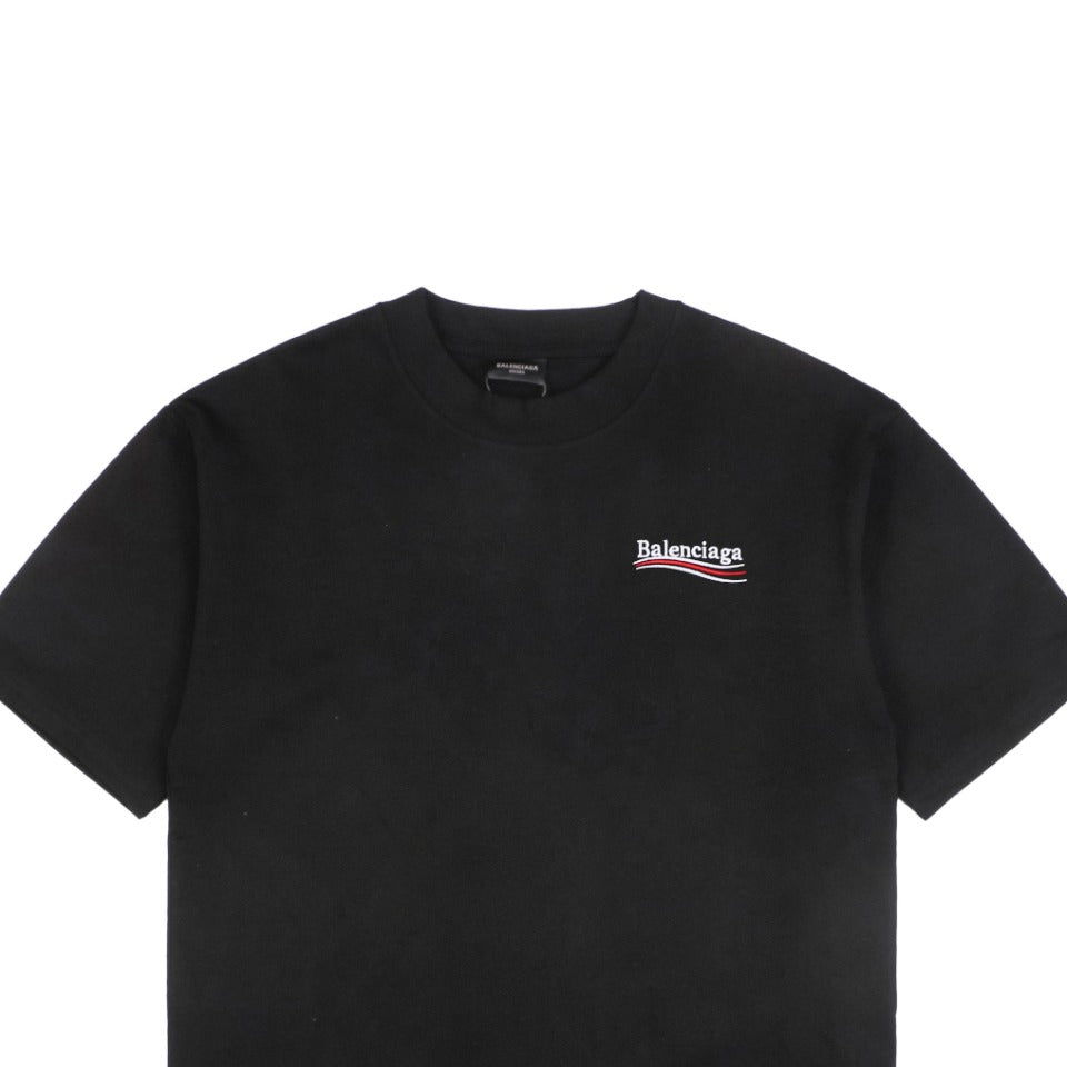 Balenciaga 23SS Political Campaign Logo Embroidered Short Sleeve Tee Black
