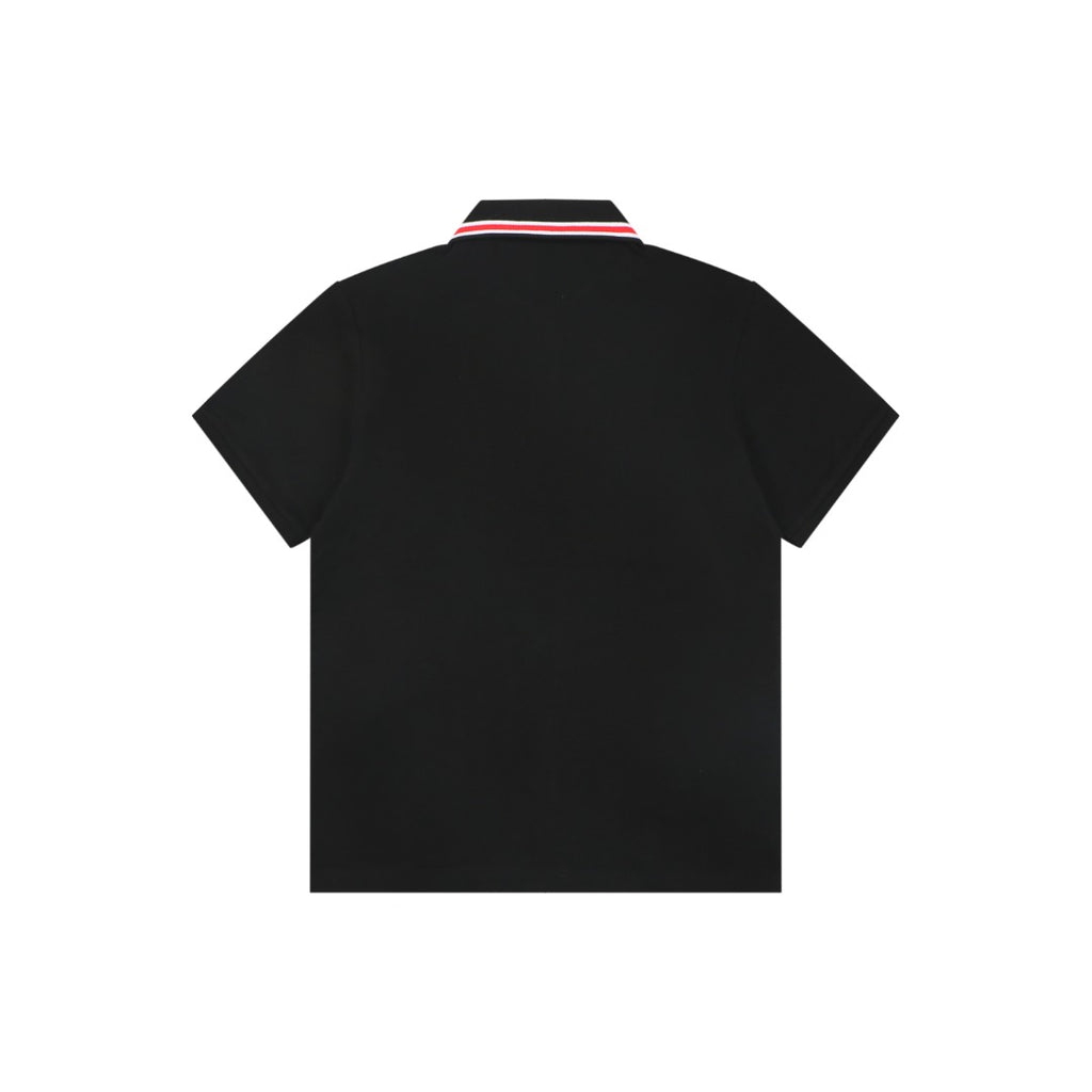 Gucci Flame Double G Embroidered Polo Short Sleeve Shirt Black