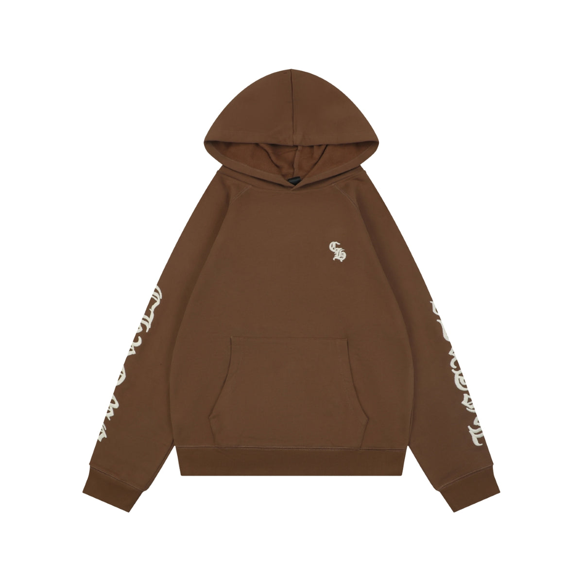 Chrome Hearts Sanskrit Script Sleeve Embroidered Hoodie Brown