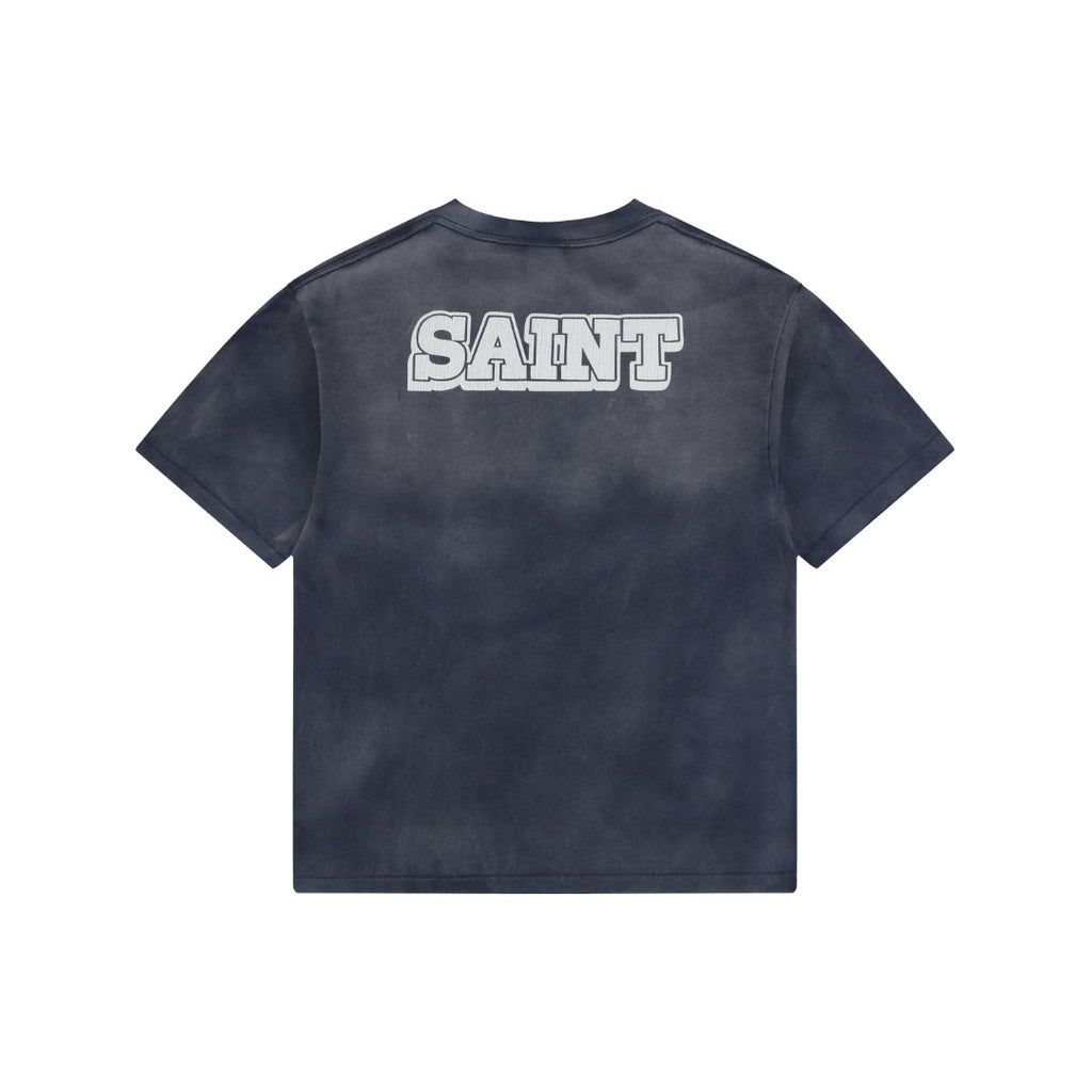 Saint Michael Lumiere Candlestick Graphic Vintage Wash Short Sleeve Tee Navy