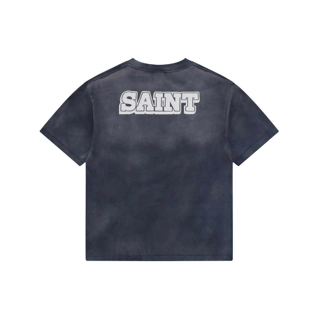 Saint Michael Lumiere Candlestick Graphic Vintage Wash Short Sleeve Tee Navy