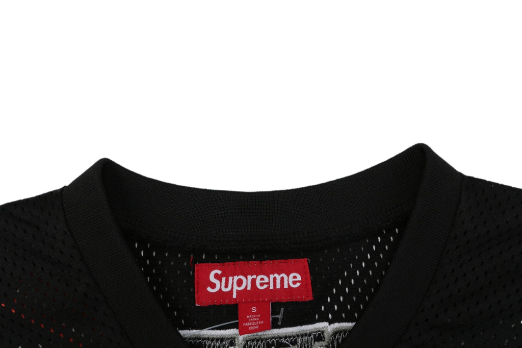 Supreme 94 Sequin Mesh Football Jersey Short Sleeve Tee Black
