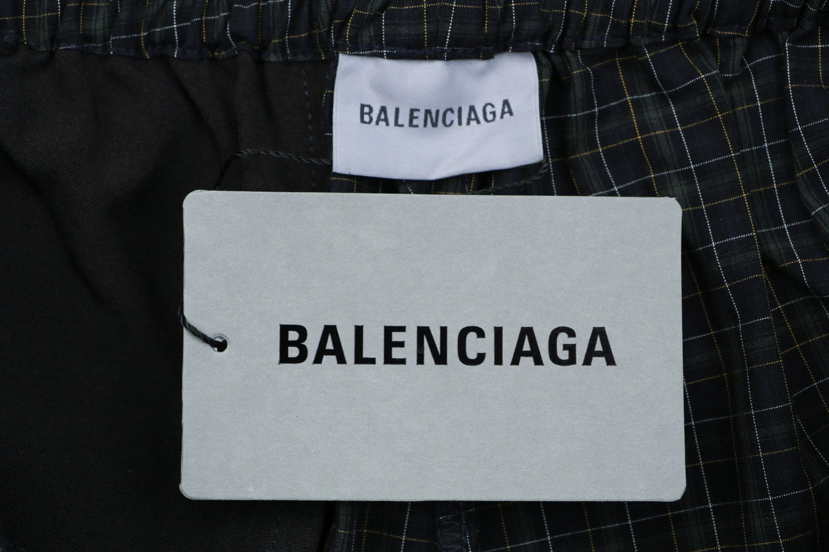 Balenciaga Ring Micro Check Wide-Leg Trousers Black