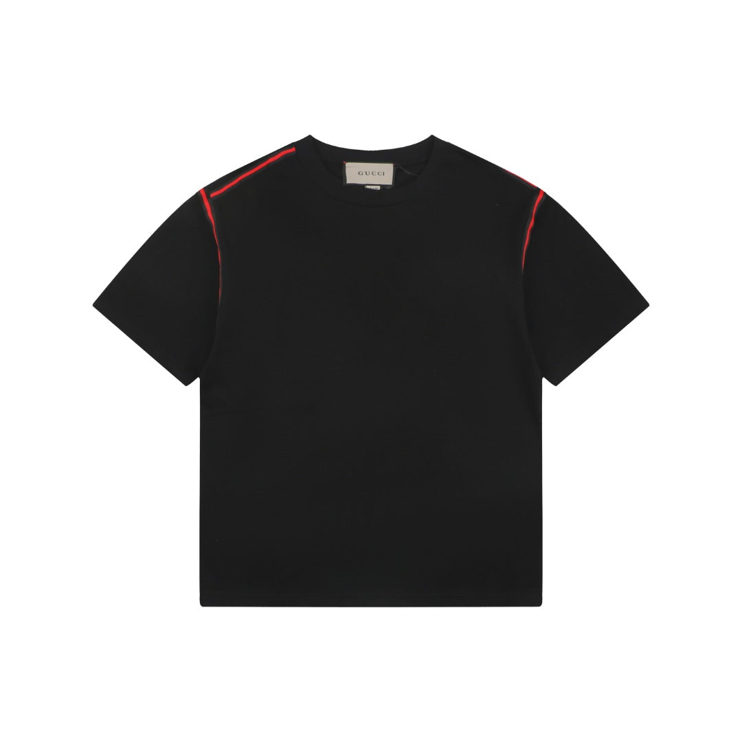Gucci Shoulder Web Stripe Tape Short Sleeve Tee Black