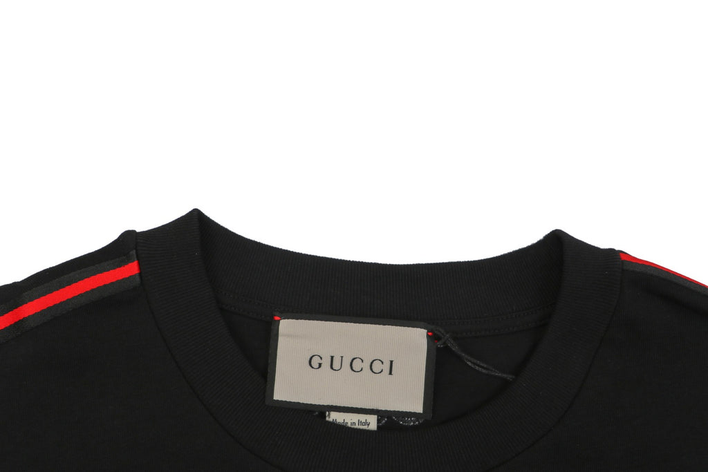 Gucci Shoulder Web Stripe Tape Short Sleeve Tee Black