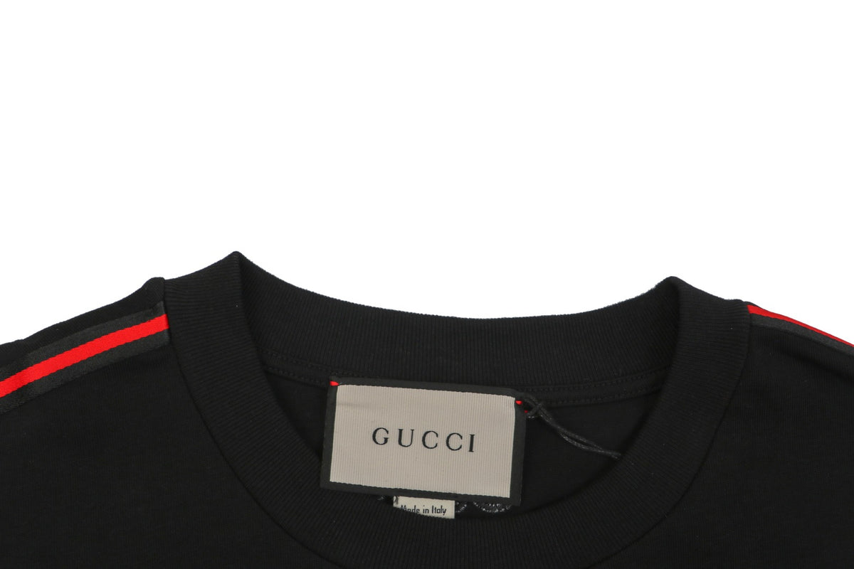Gucci Shoulder Web Stripe Tape Short Sleeve Tee Black
