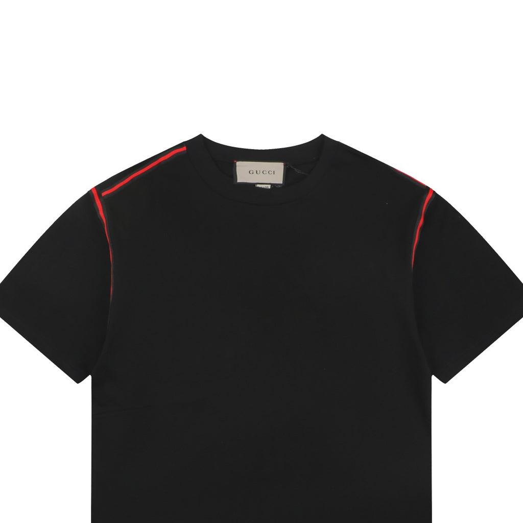 Gucci Shoulder Web Stripe Tape Short Sleeve Tee Black