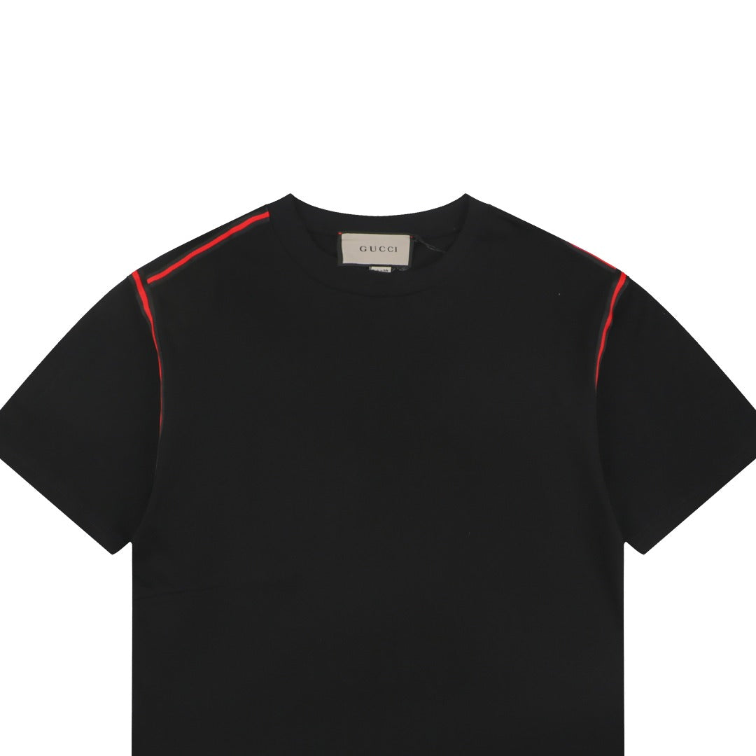 Gucci Shoulder Web Stripe Tape Short Sleeve Tee Black
