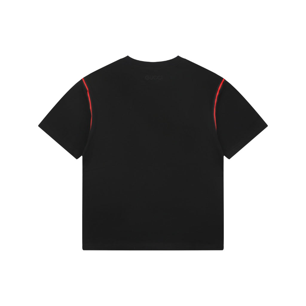 Gucci Shoulder Web Stripe Tape Short Sleeve Tee Black