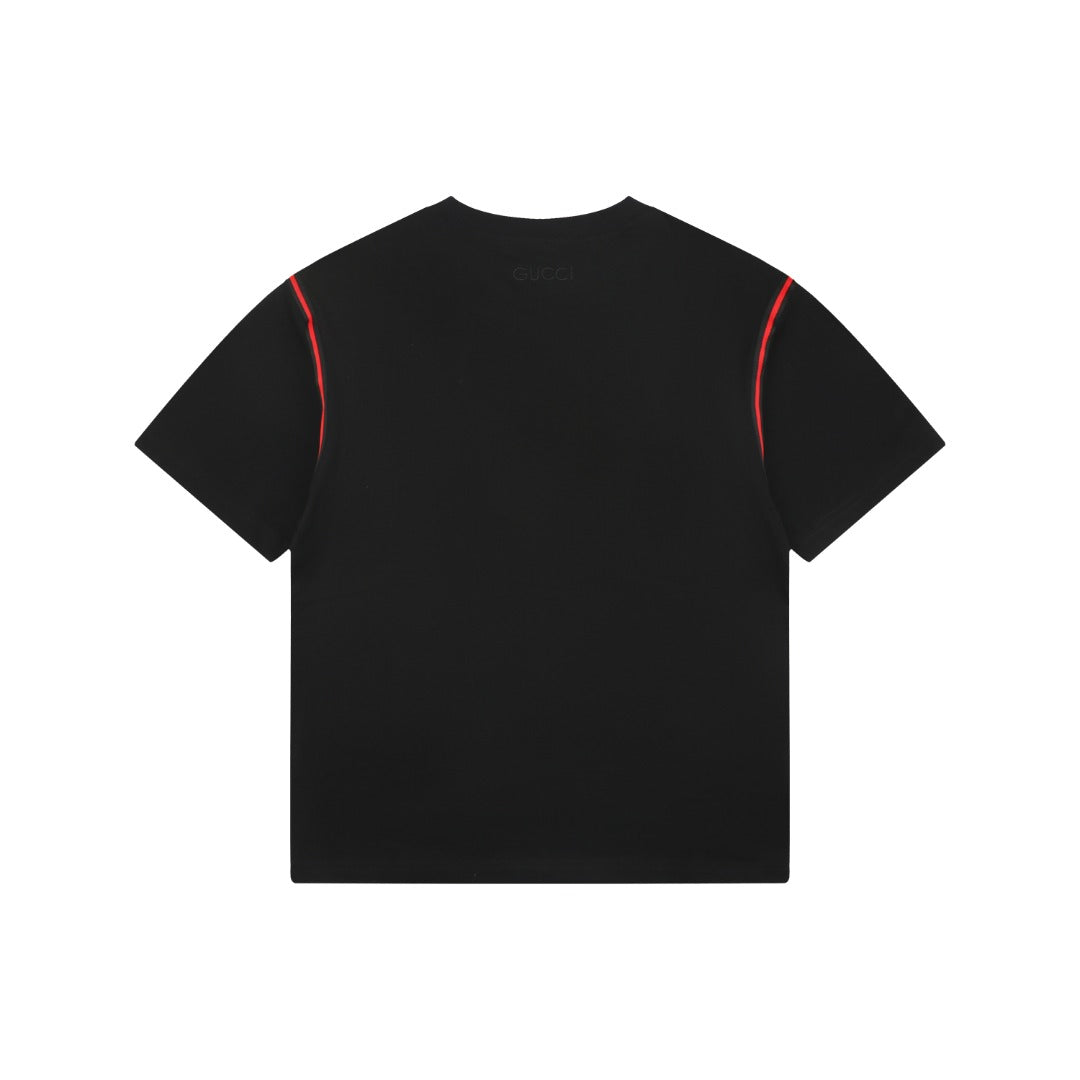 Gucci Shoulder Web Stripe Tape Short Sleeve Tee Black