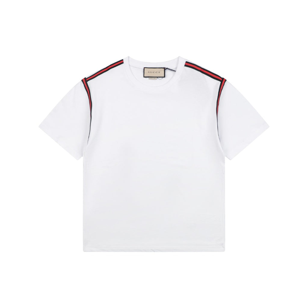 Gucci Shoulder Web Stripe Tape Short Sleeve Tee White