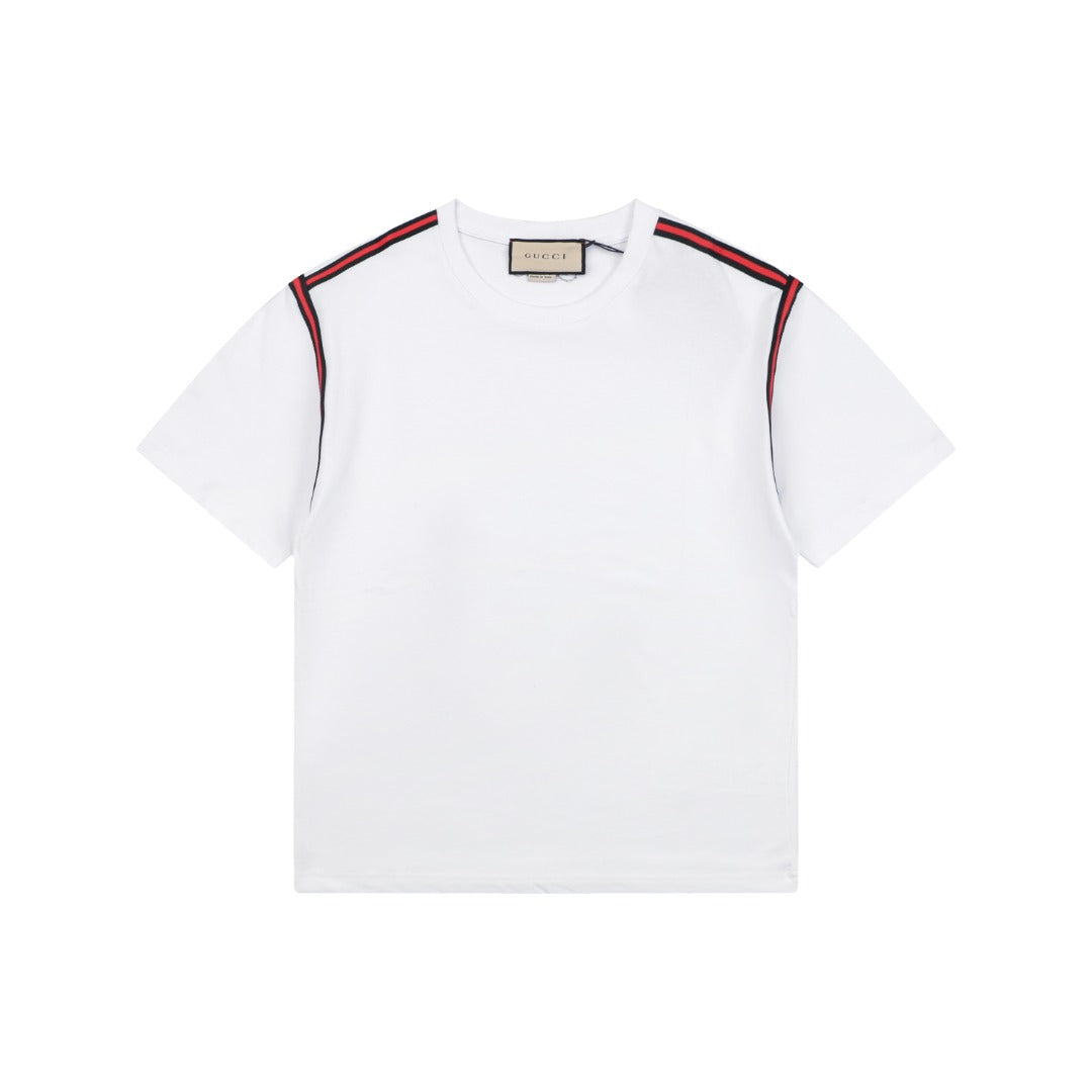 Gucci Shoulder Web Stripe Tape Short Sleeve Tee White