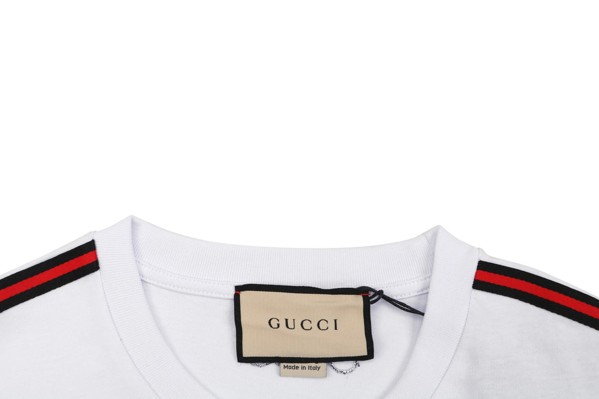 Gucci Shoulder Web Stripe Tape Short Sleeve Tee White