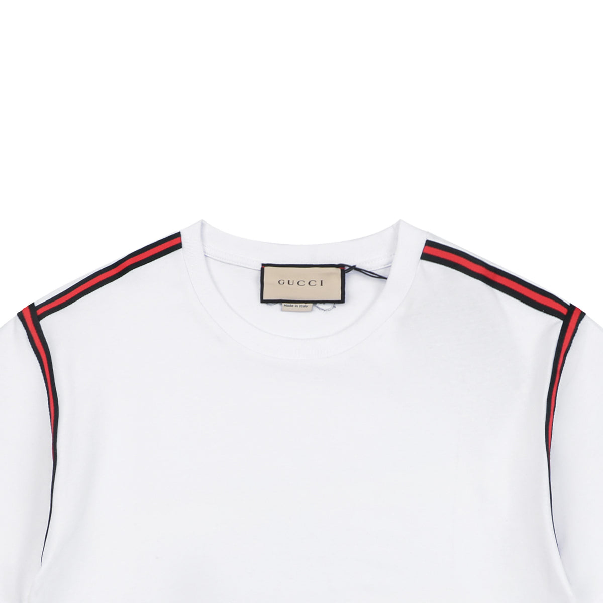 Gucci Shoulder Web Stripe Tape Short Sleeve Tee White