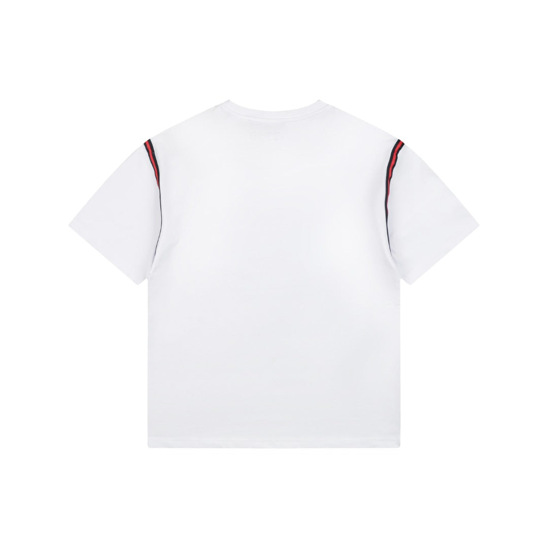 Gucci Shoulder Web Stripe Tape Short Sleeve Tee White