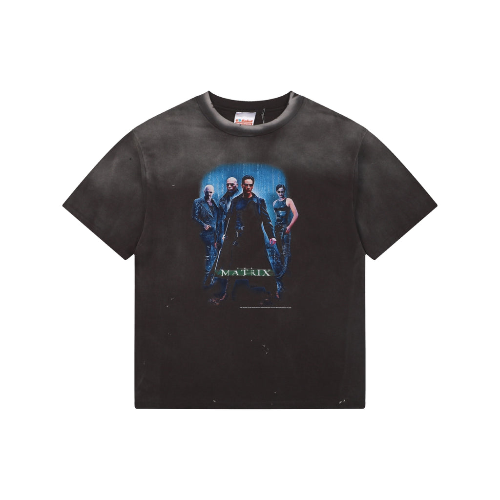 Saint Michael The Matrix Movie Poster Graphic Short Sleeve Tee Washed Black