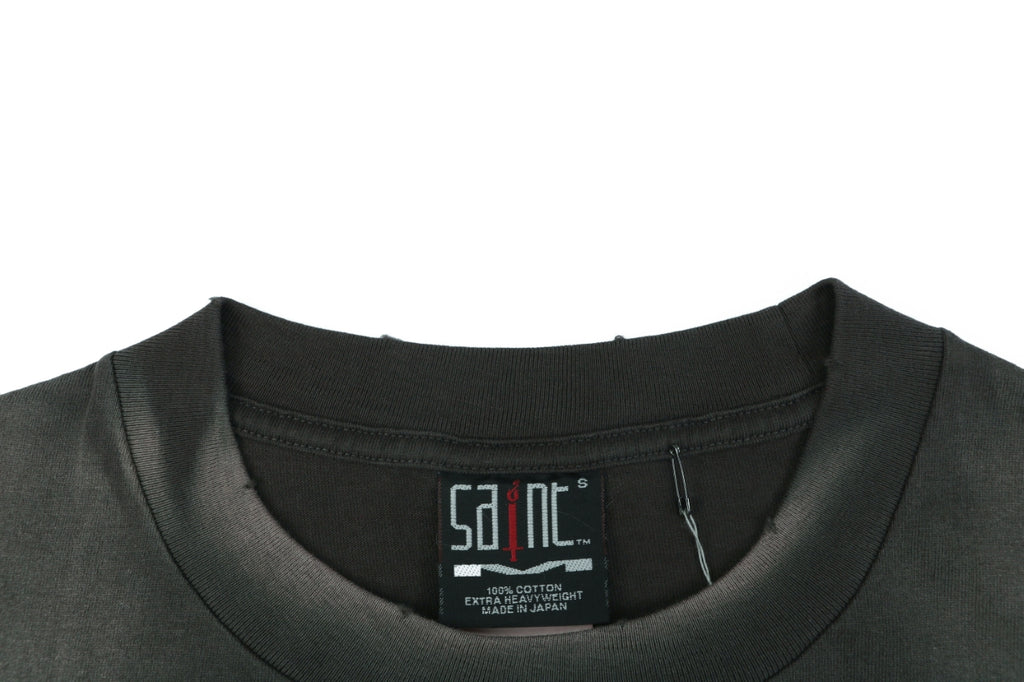 Saint Michael Rose Jesus Body & Soul Tattoo Graphic Short Sleeve Tee Washed Black
