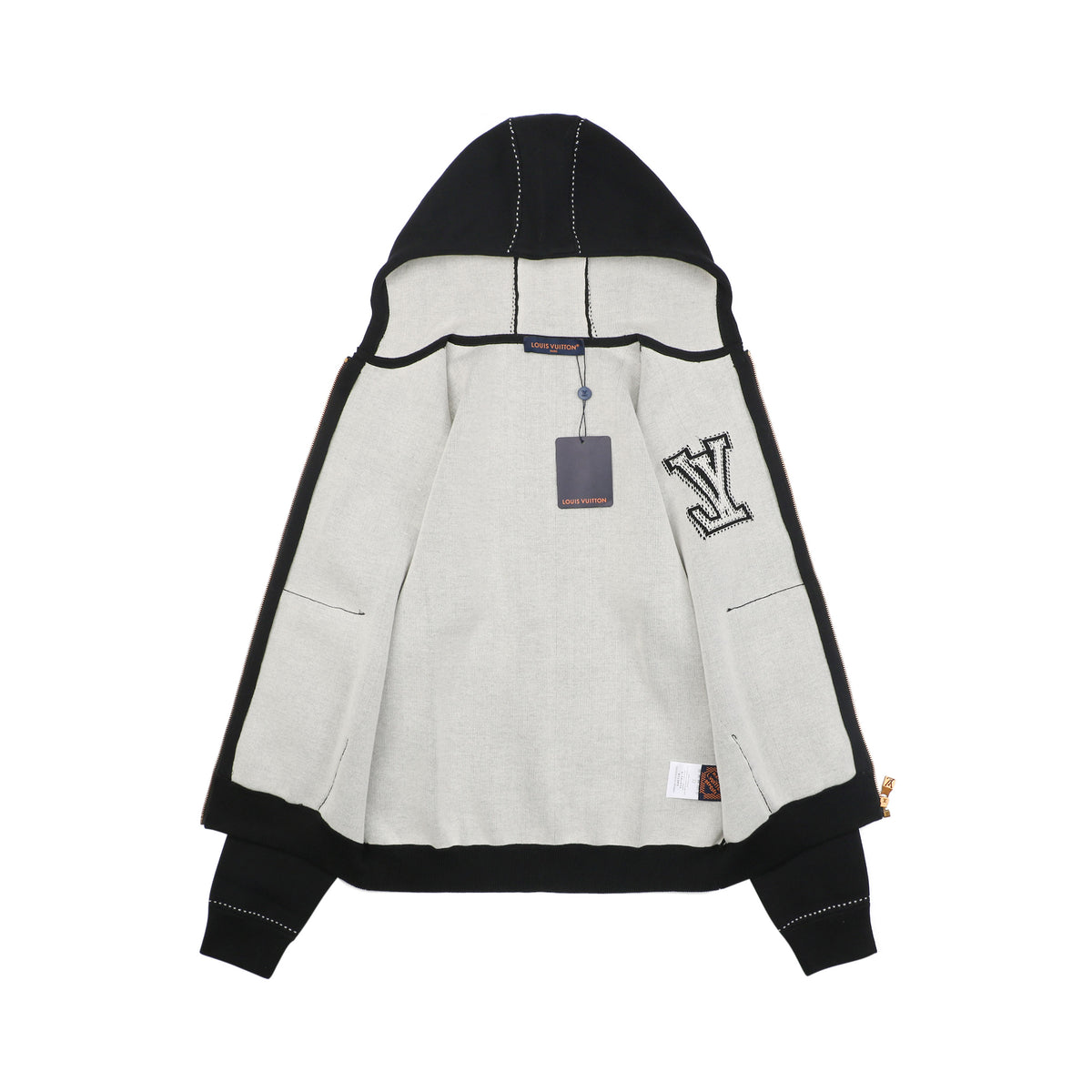 Louis Vuitton LV Monogram Intarsia Star Panel Zip-Up Hoodie Black