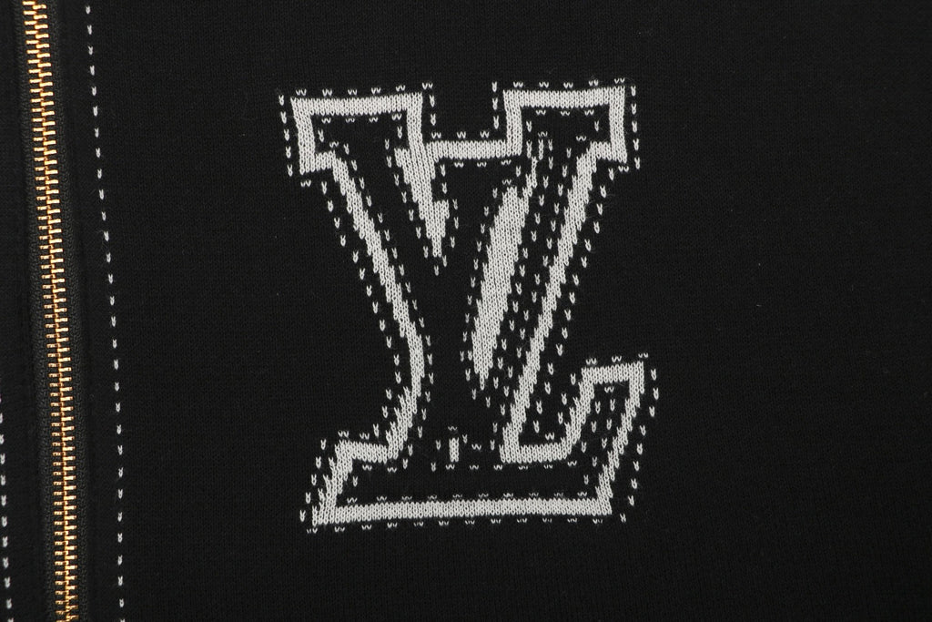 Louis Vuitton LV Monogram Intarsia Star Panel Zip-Up Hoodie Black