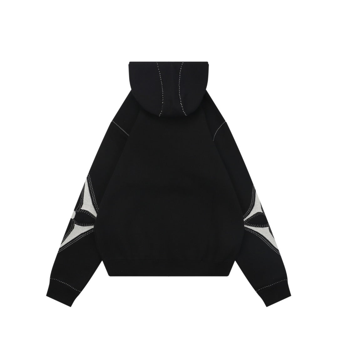 Louis Vuitton LV Monogram Intarsia Star Panel Zip-Up Hoodie Black
