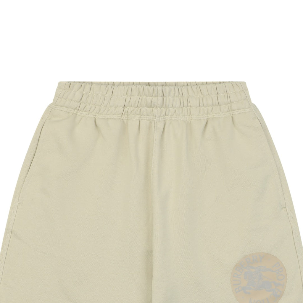 Burberry Equestrian Knight Circular Print Cotton Shorts Stone Beige