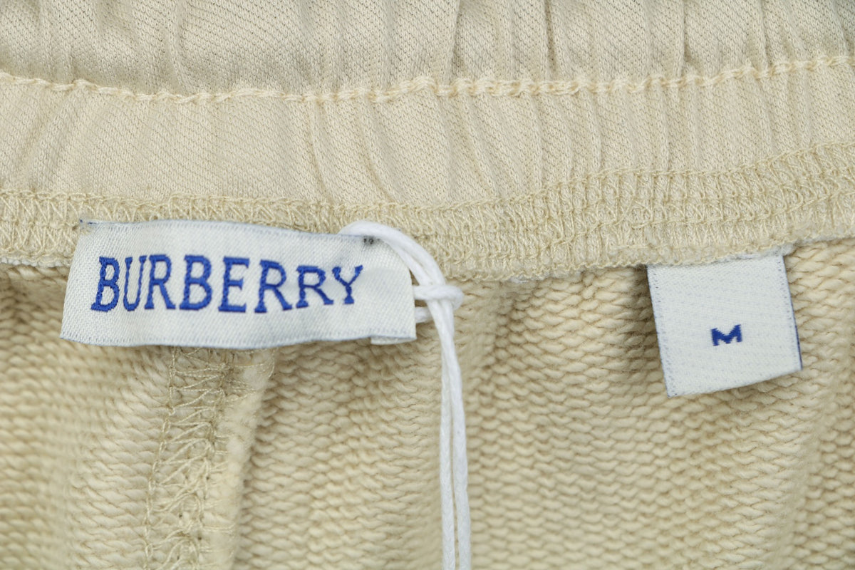 Burberry Equestrian Knight Circular Print Cotton Shorts Stone Beige