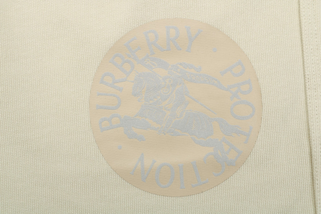 Burberry Equestrian Knight Circular Print Cotton Shorts Stone Beige