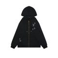 Louis Vuitton Hand-Painted Monogram Chain Stitch Embroidered Zip-Up Hoodie Black
