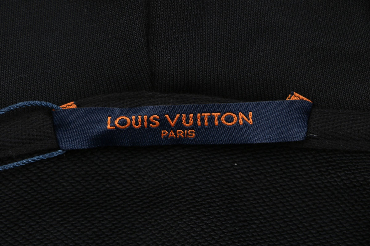 Louis Vuitton Hand-Painted Monogram Chain Stitch Embroidered Zip-Up Hoodie Black