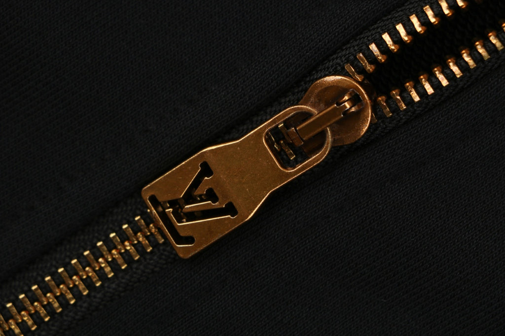 Louis Vuitton Hand-Painted Monogram Chain Stitch Embroidered Zip-Up Hoodie Black
