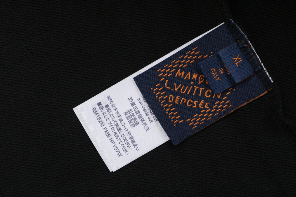 Louis Vuitton Hand-Painted Monogram Chain Stitch Embroidered Zip-Up Hoodie Black