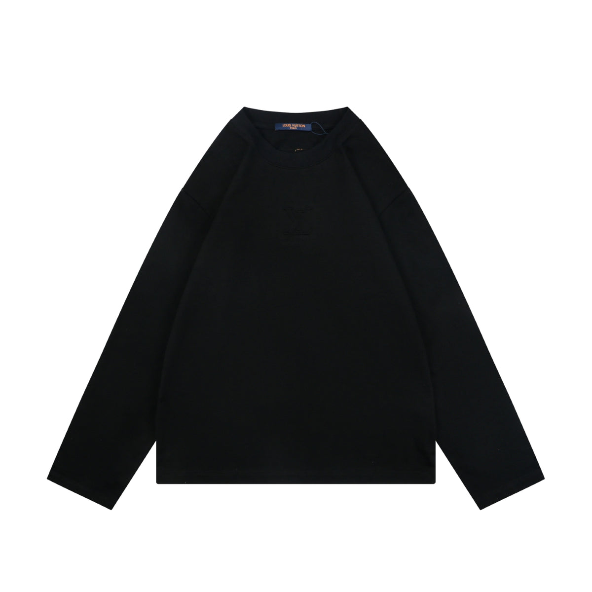 Louis Vuitton Center Monogram Embossed Tonal Long Sleeve Tee Black