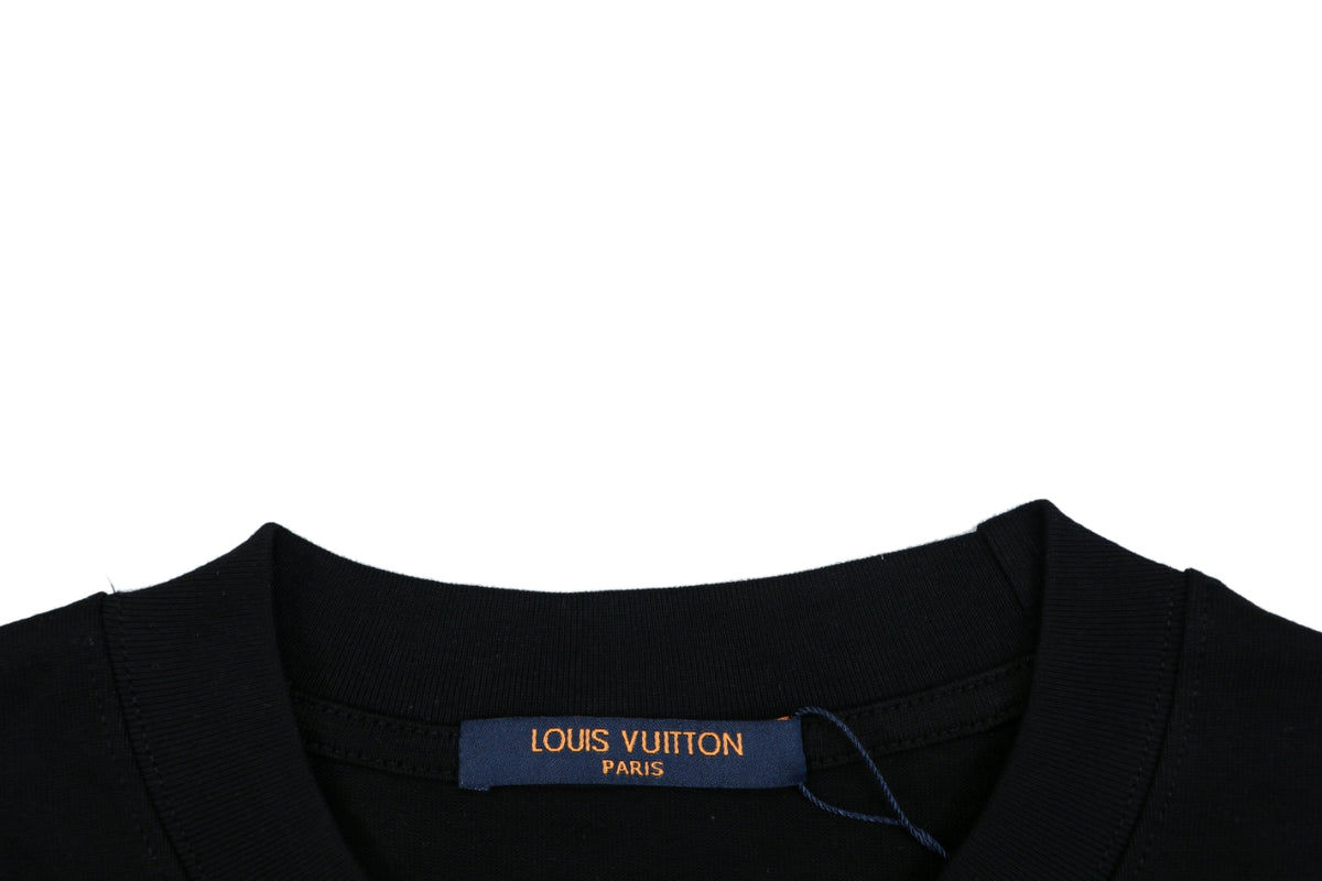 Louis Vuitton Center Monogram Embossed Tonal Long Sleeve Tee Black