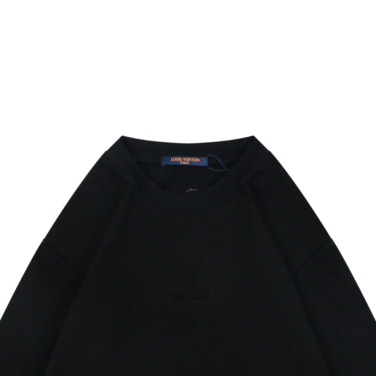Louis Vuitton Center Monogram Embossed Tonal Long Sleeve Tee Black