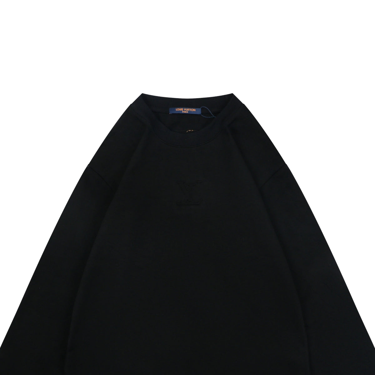 Louis Vuitton Center Monogram Embossed Tonal Long Sleeve Tee Black