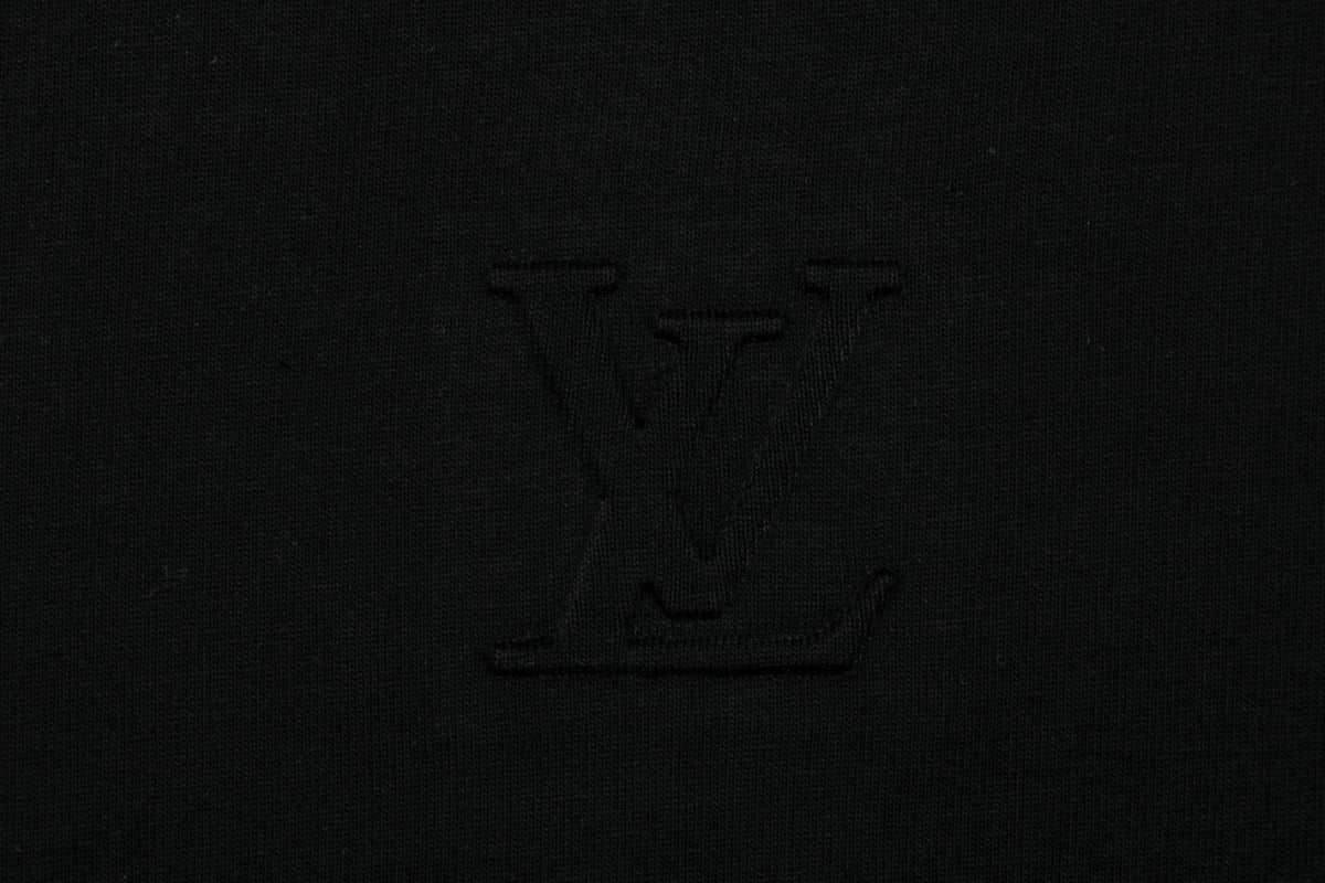Louis Vuitton Center Monogram Embossed Tonal Long Sleeve Tee Black